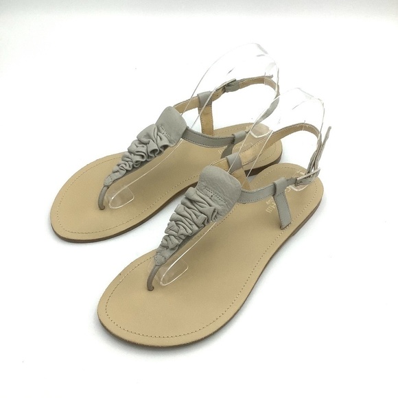 Garnet Hill Leather Ruffled Flats Tongue Sandals Made in Italy 8 - Picture 5 of 11